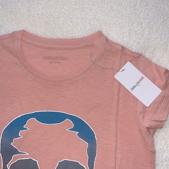 Zadig & Voltaire skull t-shirt powder pink with graphic skull front M & L - Picture 5 of 6